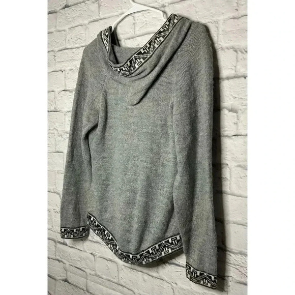 Arte Inka-Berfass Alpaca gray hooded boho vneck pullover sweater M - Picture 6 of 6